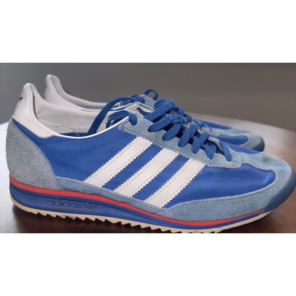 Adidas Blue White Red Retro Sneakers Womens Athletic Shoes Size 5 - Picture 5 of 11